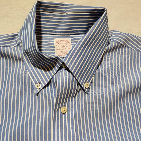 Brooks Brothers Men's 346 Longs Sleeve Stripe Dress Shirt 15 1/2-4/5 - Picture 2 of 9